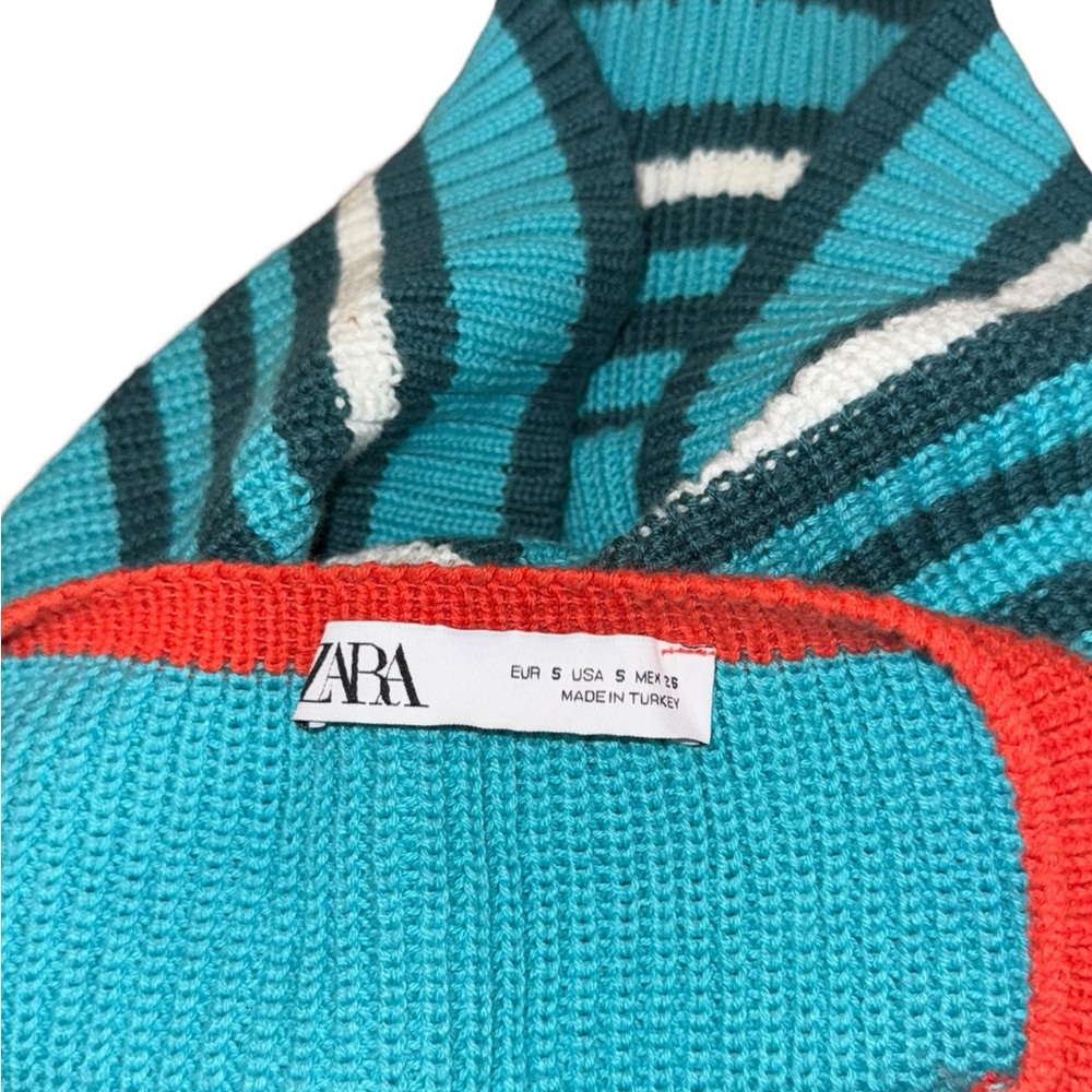 Zara Orange Blue Neon Knit Stripe Halter Top Women’s Size Small - Picture 4 of 4